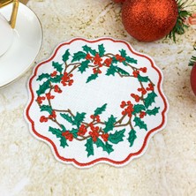 Beyaz Renkli Christmas Yılbaşı Temalı Kokina Nakışlı Kokteyl Peçetesi