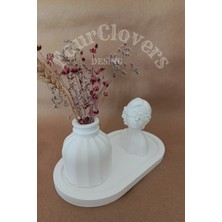 Four Clovers Çiçek Maskeli Kız Figürlü 3'lü Vazo Seti & Dekoratif Obje & Tabak & Vazo & Biblo & Dekoratif Eşya