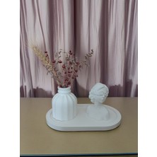 Four Clovers Çiçek Maskeli Kız Figürlü 3'lü Vazo Seti & Dekoratif Obje & Tabak & Vazo & Biblo & Dekoratif Eşya