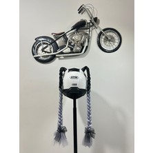 3dpazarıcom Motor & Motosiklet Kask Dış Aksesuar Çift Siyah Gri Ombreli Örgü Saç