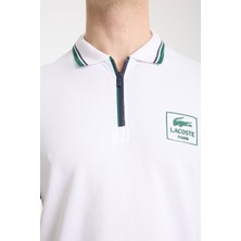 Lacoste Grafic Fermuar Yaka Regular Fit Beyaz