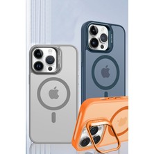 Bilişim Akademi iPhone 13 Kılıf Stantlı Kılıf Lens Korumalı Kılıf Mat Magsafe Özellikli Kılıf - Turuncu
