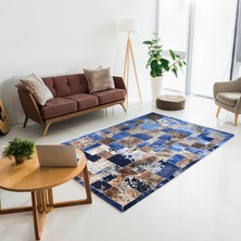 Mavi Dana Derisi Patchwork Halı