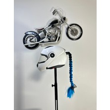 3dpazarıcom Motor & Motosiklet Kask Dış Aksesuar Tek Lacivert Ombreli Örgü Saç