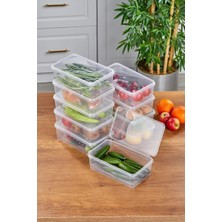 Karacabey Ticaret 10'lu Buzdolabı Organizer Kendinden Kapaklı Mikrodalga Difrize Uygun 1300 ml Dikdörtgen Saklama Kabı