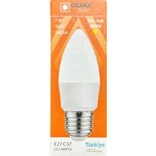 Osaka 7W (50W) 3000K (Sarı) E27 Duylu (Kalın Duy) Mum LED Ampul