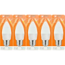 Osaka (5 Adet) Osaka 7W (50W) 3000K (Sarı) E27 Duylu (Kalın Duy) Mum LED Ampul