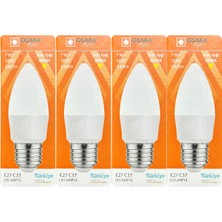 Osaka (4 Adet) Osaka 7W (50W) 3000K (Sarı) E27 Duylu (Kalın Duy) Mum LED Ampul
