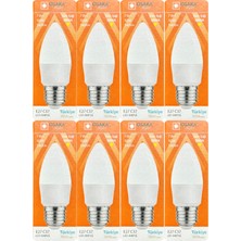 Osaka (8 Adet) Osaka 7W (50W) 3000K (Sarı) E27 Duylu (Kalın Duy) Mum LED Ampul