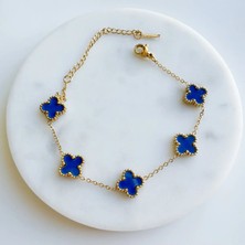 Van Cleef  Mavi Gold Yonca Bileklik Çelik