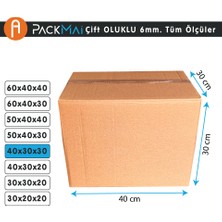 PackMai 40X30X30CM 10ADET Çift Oluklu 6mm Kalın Boş Karton Koli (Ev Taşıma-Çeyiz-Depolama-Nakliye)