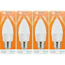 Osaka (4 Adet) 7W (50W) 6500K (Beyaz Işık) E27 Duylu (Kalın Duy) Mum LED Ampul