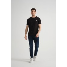 SHOOTER Esnek Pamuklu Standart Kalıp Minimal Logolu Siyah Erkek T-Shirt