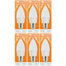 Osaka (6 Adet) 7W (50W) 6500K (Beyaz Işık) E27 Duylu (Kalın Duy) Mum LED Ampul