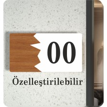 Zafrak Reklam Yatay Özelleştirilebilir Kapı No Kompozit - Ahşap Apartman -Daire Otel Ofis Kapı Numarası Beyaz