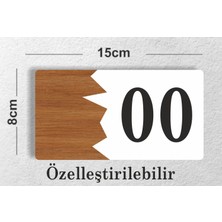 Zafrak Reklam Yatay Özelleştirilebilir Kapı No Kompozit - Ahşap Apartman -Daire Otel Ofis Kapı Numarası Beyaz