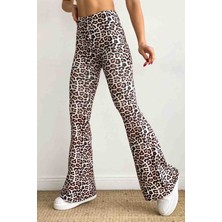 Kız Çocuk  Leoparlı Ispanyol Paça Pantolon