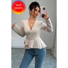 Moda Monisa Kruvaze Yaka Yandan Bağlamalı Oysho Bluz – Zarif ve Modern Stil