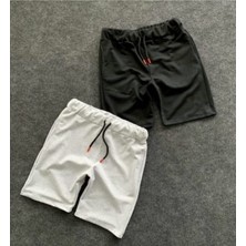 Yoho Sport  Slim Fit Gri Siyah Pamuklu Yazlık Şort 2'li