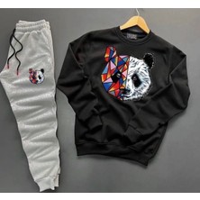 Panda Baskılı Unisex Eşofman Takımı 2'li Set Combin