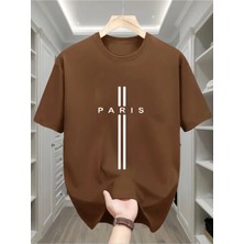 Yoho Sport Paris Dik Çizgi Baskılı Özel Tasarım Unisex Tshirt