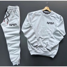 Nasa Baskılı Original Ünisex Kışlık Sweatshirt ve Eşofman Altı 2 Li Set Combin Takım