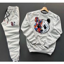 Panda Baskılı Original Ünisex Kışlık Sweatshirt ve Eşofman Altı 2 Li Set Combin Takım