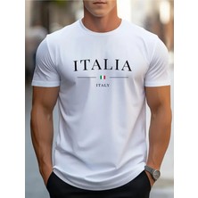 Yoho Sport Italy Çizgili Baskılı Oversize Tshirt