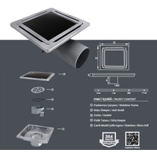 Purvex Home 11X11 Paslanmaz Süzgeç Banyo ve Lavabo Yer Süzgeci 50 Çıkışlı Sifon