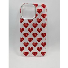 Turkuaz Dijital Pazarlama Apple iPhone 14 Özel Desenli Kalp Baskılı Lüks Silikon Kılıf