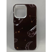 Turkuaz Dijital Pazarlama Apple iPhone 14 Özel Gezegen Baskılı Lüks Silikon Kılıf