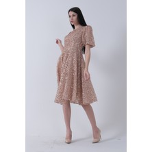 Feminist Gold Pul Payetli Midi Boy Kısakol Abiye 6502498.122