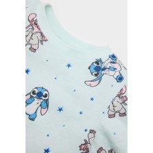 DeFacto Kız Bebek Disney Lilo & Stitch Pijama Takımı Penye Kısa Kollu Üst Esnek Belli Uzun Alt E4611A525SM