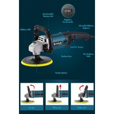 Assur 1200W Polisaj Makinesi Devir Ayarlı 6 Kademeli 180mm Pasta Cila