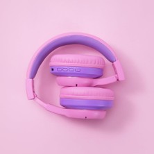 iClever LED Işıklı Güvenli Ses Sınırlı 85 Saat Oynatma Süreli Bluetooth Çocuk Kulaklığı Pembe