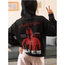Sevbano Justin Bieber 194 Baskılı  Oversize Tasarım Şarkıcı Hoodie