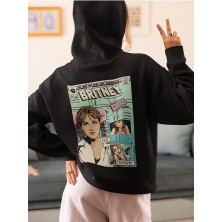 Sevbano Tasarım Dergi Kapağı Britney Spears Baskılı  Oversize Şarkıcı Hoodie