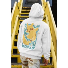 Sevbano Pokemon Baskılı  Oversize Pikaçu Çizgi Film Hoodie