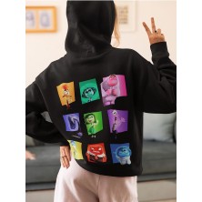 Sevbano Ters Yüz Baskılı  Oversize Insiide Out Çizgi Film Hoodie