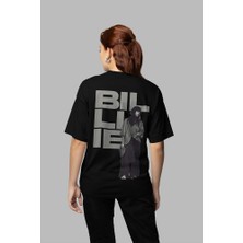 Billie Eilish Tasarım Arka Baskılı Unisex Oversize Şarkıcı Tişört