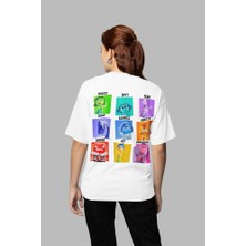 Sevbano Çizgi Film Insiide Out Baskılı Unisex Oversize Ters Yüz Tişört