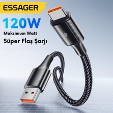 Essager 2 Metre 6A 120W Mega Hızlı USB To Type-C Şarj Data Kablosu Korumalı Güçlü Kablo