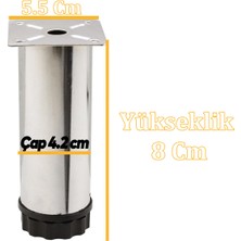 Atmaca Ayarlanabilir Mobilya Kanepe Baza Koltuk Dolap  Metal Destek Yükseltici Ayağı Krom Ayakları (4 Adet)