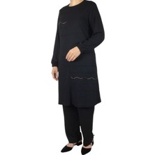 Ece Giyim Kadın Fitilli Kaşkorse Kumaş Kışlık Önü Taşlı Pantolon Beli Lastikli  Ikili Takım