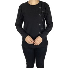 Ece Giyim Kadın Önü Taşlı ve Işlemeli Kışlık Bluz