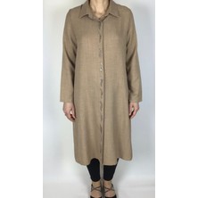 Ece Giyim Keten Ayrobin Önü ve Arkadı Taşlı Ön Gizli Düğmeli Spor Gömlek