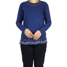 Ece Giyim Kadın Yaka Etek Işleme ve Taşlı Mevsimlik Nergis Bluz