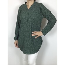 Ece Giyim Yakası Açılır Dört Düğmeli Yanlardan Düğme Katlamalı Kolağzı Lastikli Bluz