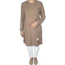 Ece Giyim Kadın Bürüncük Kumaş Kolları Lastikli Etek Ucu Bantlı Ince Tunik