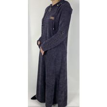 Mevsimlik Seyyar Kapşonlu Önü Fermuarlı Büyük Beden Şönil Kadife Pardesü